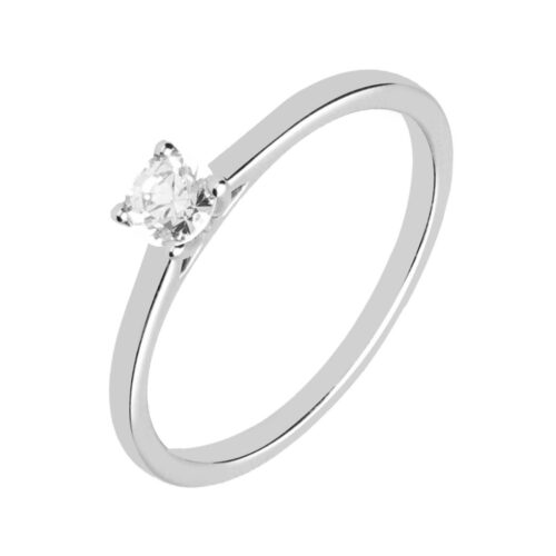 Anillo solitario de 4 garras redondas con diamante de 0,20 ct