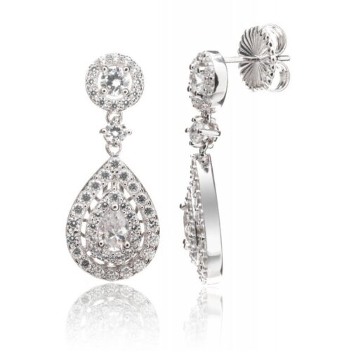 Pendientes de novia en plata con circonita