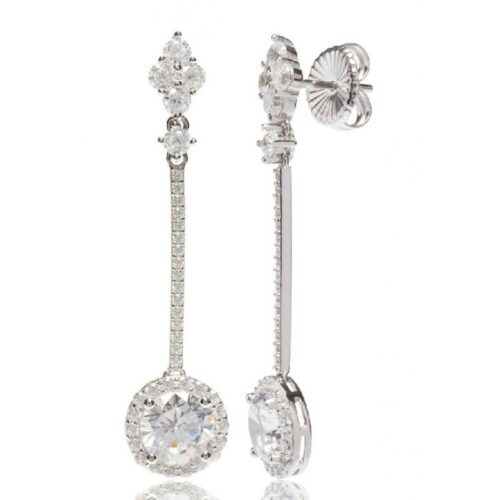 Pendientes de novia en plata con circonita