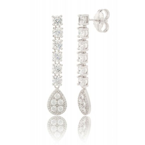 Pendientes de novia en plata con circonita