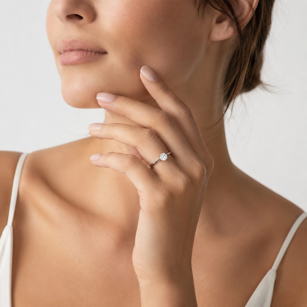 Anillo de Compromiso Oro Blanco 18K con Diamante Natural Talla Brillante 0,20 ct - Imagen 3