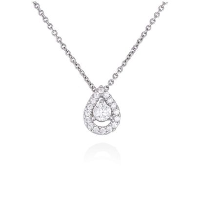 Gargantilla de novia lágrima en oro blanco de 18 kt y diamantes