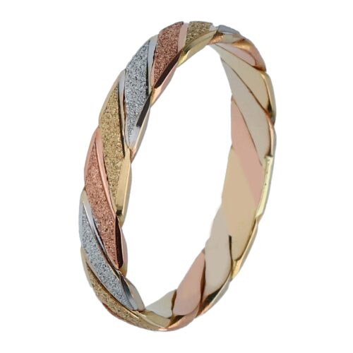 Alianza de boda de Oro Tricolor 18 kt 3 50mm