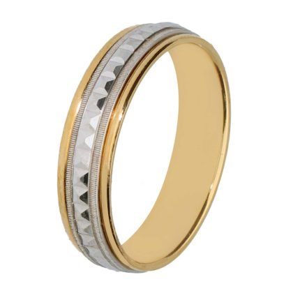 Alianza de de boda en oro blanco y amarillo de 18ks 5 00mm