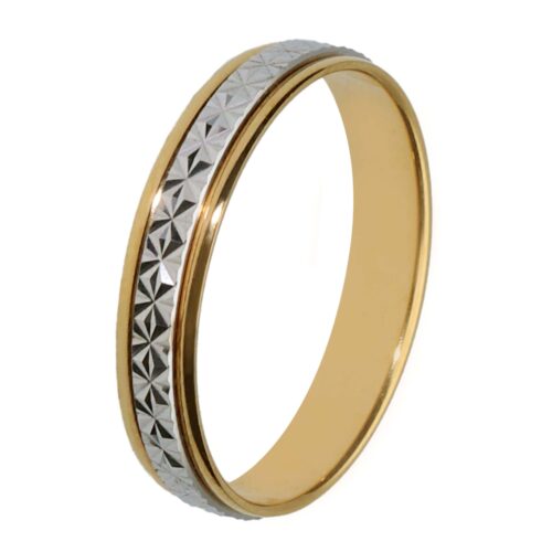Alianza de boda de oro 18 kt 4 mm acabado lapidado