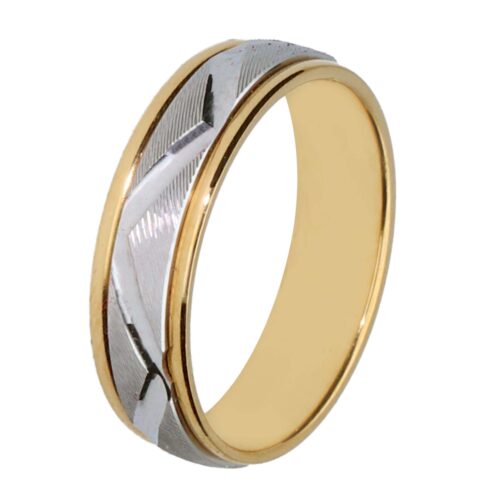 Alianza de boda de oro 18 kt bicolor en 5 mm de ancho