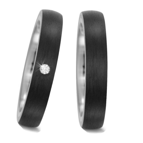 Alianza de boda plana titanio y carbono 4 00 mm