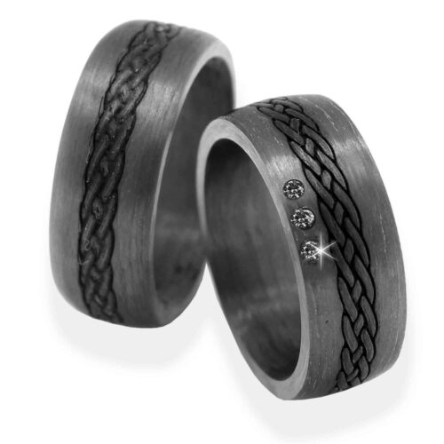 Alianza de boda titanio y carbono 8 00 mm