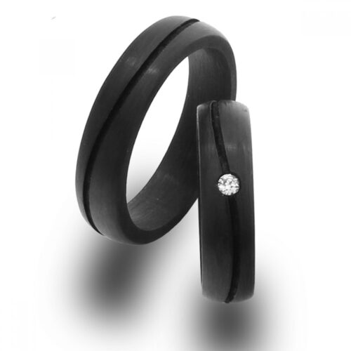 Alianza de boda titanio y carbono 5 00mm