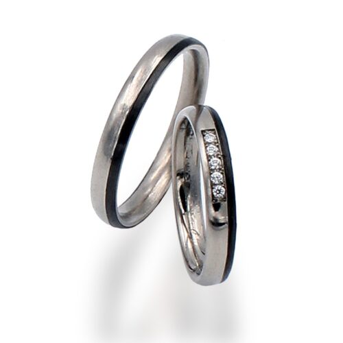 Alianza de boda plana titanio y carbono 3 00 mm