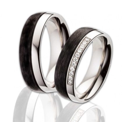 Alianza de boda plana titanio y carbono 5 00 mm