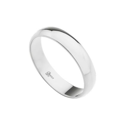 Alianza de boda clásica de plata media caña de 4 mm