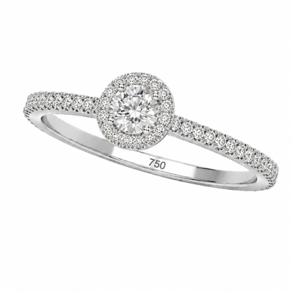 Anillo de Compromiso Oro Blanco 18kts y Diamantes