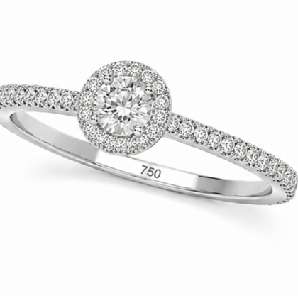 Sortija de Compromiso Oro Blanco 18K y Diamantes