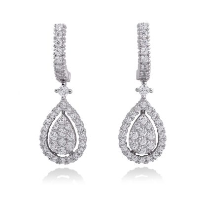 Pendientes de novia lágrima pavé en plata