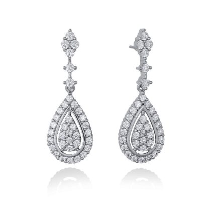 Pendientes de novia lágrima en plata