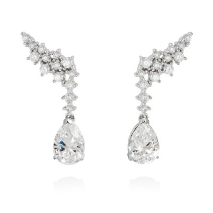 Pendientes trepadores de novia en plata dorada