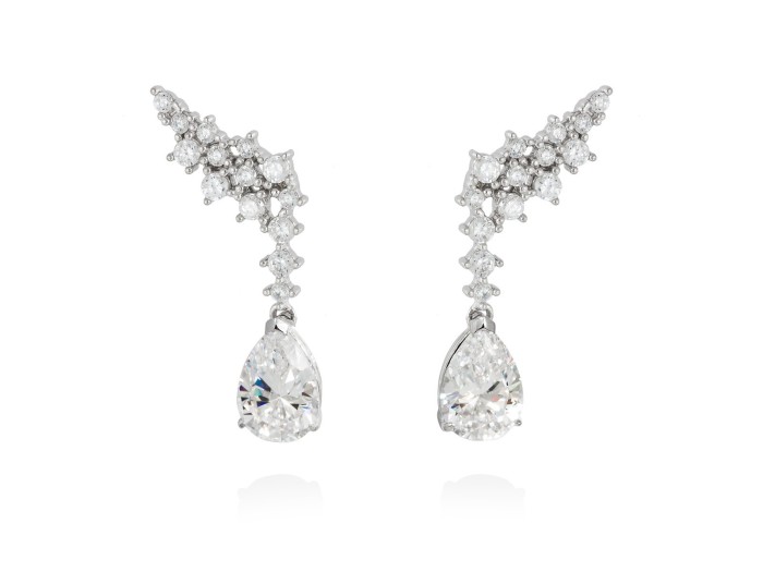 Pendientes trepadores de novia en plata dorada