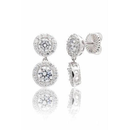 Pendientes cortos de novia en plata con circonita