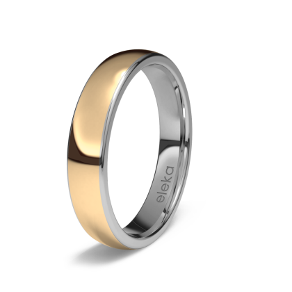 Alianza de boda de titanio y oro Rosa de 18ks con 4 00 mm de ancho .