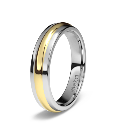 Alianza de boda  de Titanio y oro amarillo de  18kts con 4,00 mm de ancho .