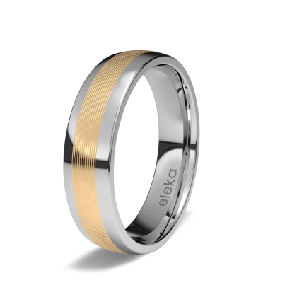 Alianza de boda de titanio y oro Rosa de 18ks con 5 00 mm de ancho .