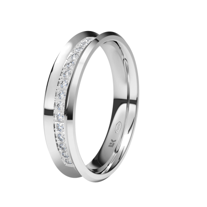 Alianza de boda oro blanco media vuelta de diamantes forma concava 4 50 mm . disponible en amarillo y Rosa