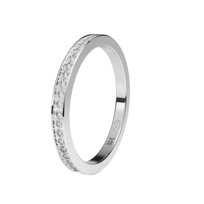 Alianza de boda oro blanco vuelta entera de diamantes forma plana 2 00mm de ancho . disponible en amarillo y Rosa