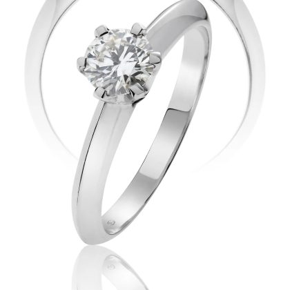 Anillo solitario en oro blanco 18k y diamante modelo constanza