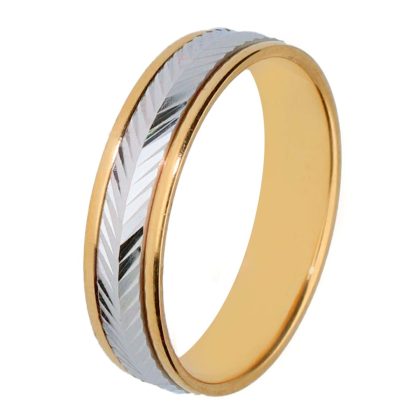 Alianza de boda oro 18ks bicolor en 5 00 mm de ancho