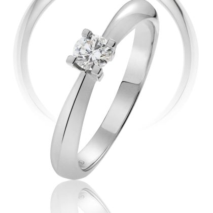 Anillo solitario en oro blanco 18k y diamante modelo orleans