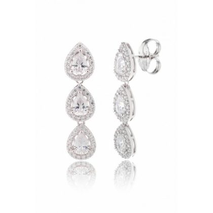 Pendientes de novia en plata con circonita lágrima