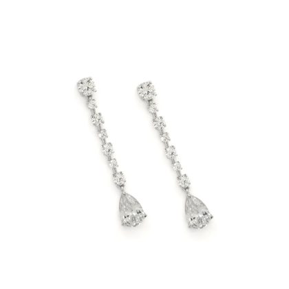 Pendientes largos brillantes con circonitas y movimiento