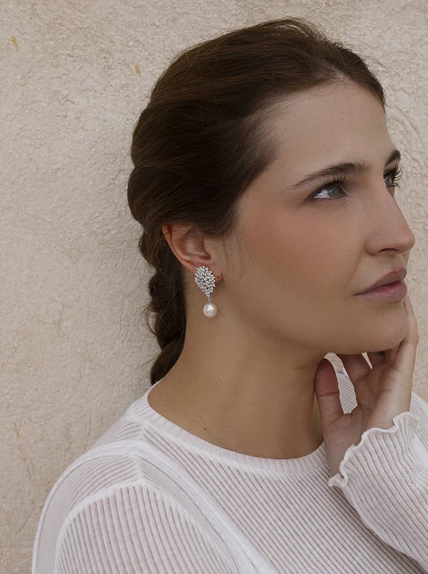 Pendientes de perla con circonitas para ocasiones especiales - Imagen 3