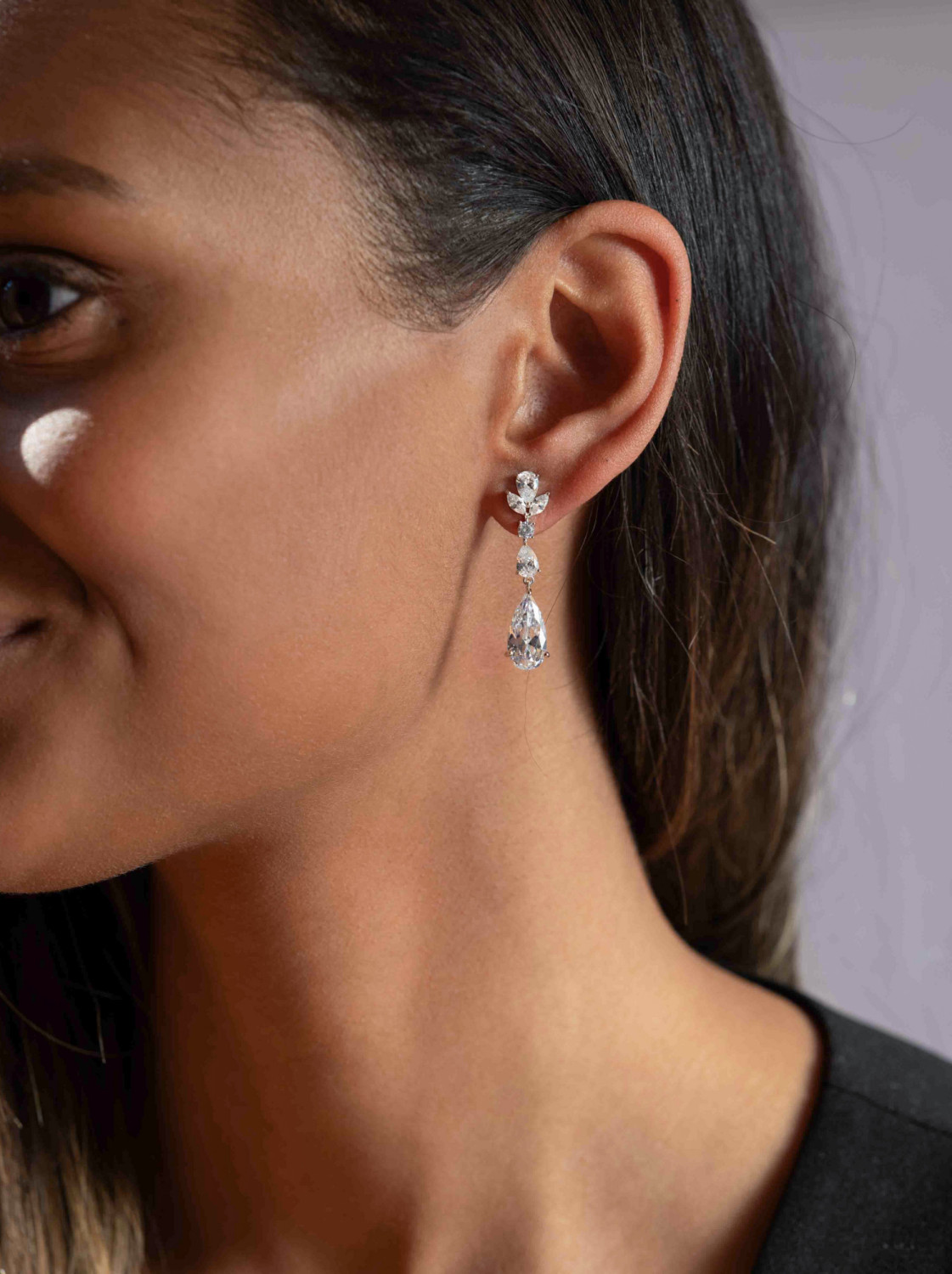 Pendientes de novia con circonitas talla marquesa y pera - Imagen 3