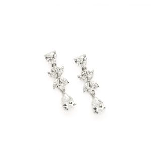 PENDIENTES NOVIA DISEÑO FLORAL CON CUARZOS ADAMANTINOS