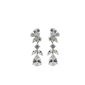 PENDIENTES NOVIA LARGOS DISEÑO PÉTALOS CON LÁGRIMA